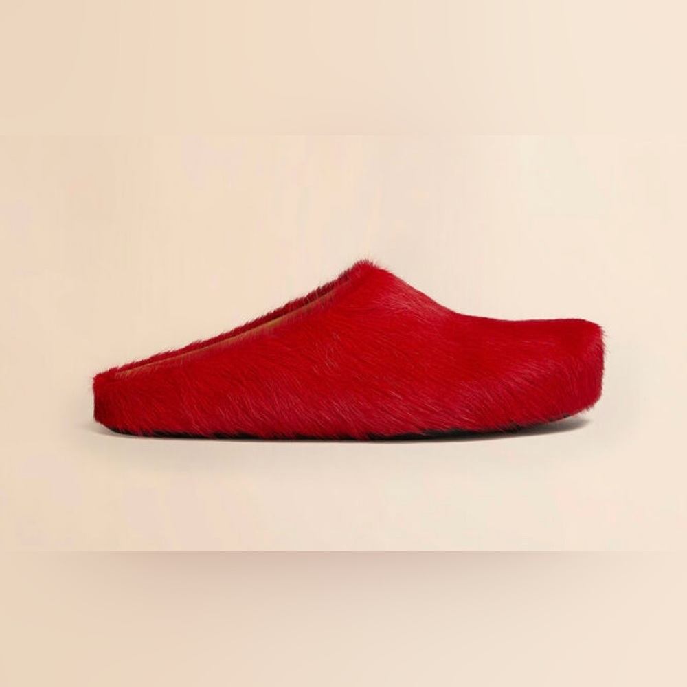 Red Furry Slip-On Slippers